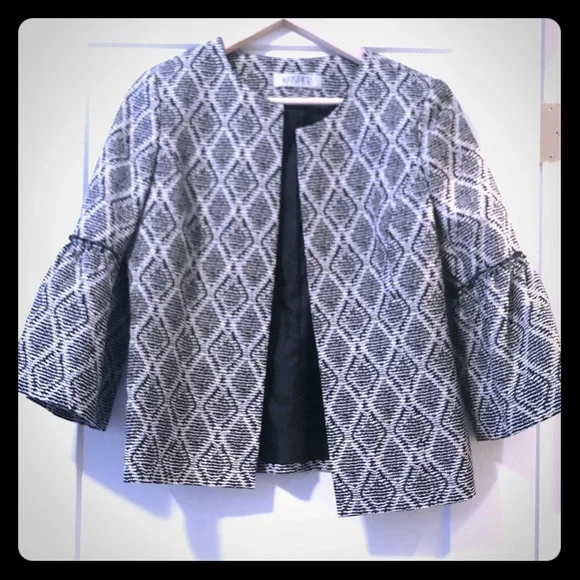KASPER Diamond Print Bell Sleeve Jacket - Picture 1 of 6